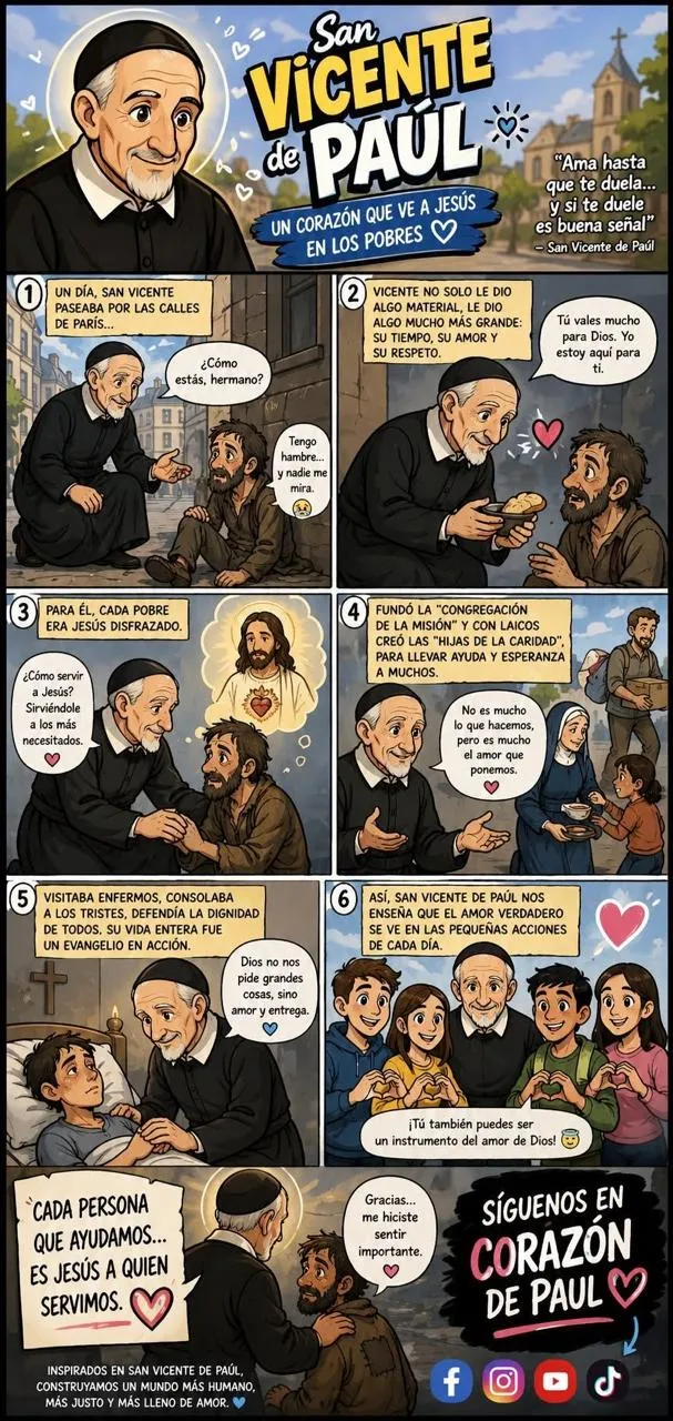 Cómic sobre San Vicente de Paúl: un corazón que ve a Jesús en los pobres