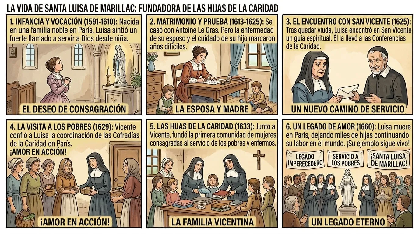 Cómic sobre la vida de Santa Luisa de Marillac, fundadora de las Hijas de la Caridad